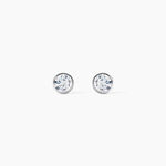 Boucles D'oreilles Puces Elda Serti Clos Or Blanc Oxyde De Zirconium - Puces Femme | Marc Orian
