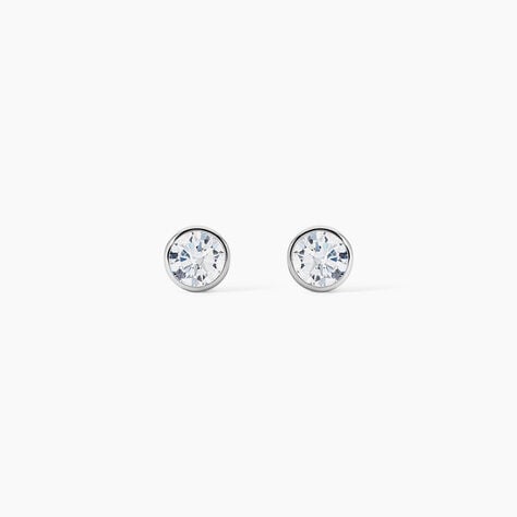Boucles D'oreilles Puces Elda Serti Clos Or Blanc Oxyde De Zirconium - Puces Femme | Marc Orian