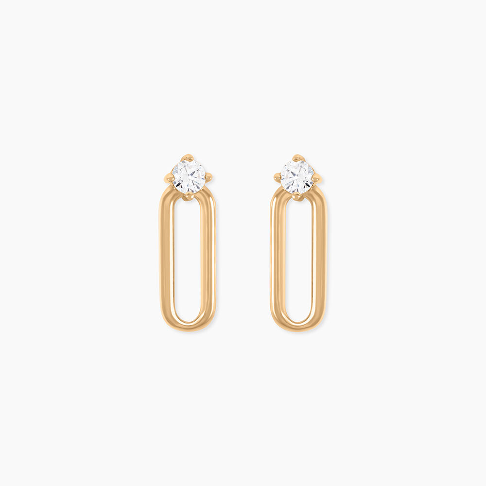 Boucles D'Oreilles Puces Ellin Plaque Or Jaune Oxyde De Zirconium - Puces Femme | Marc Orian