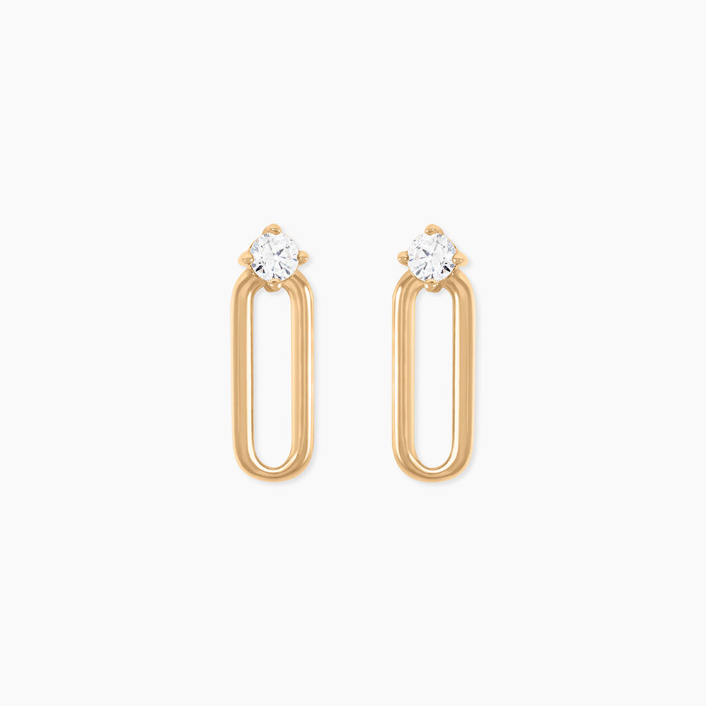 Boucles D'Oreilles Puces Ellin Plaque Or Jaune Oxyde De Zirconium - Puces Femme | Marc Orian