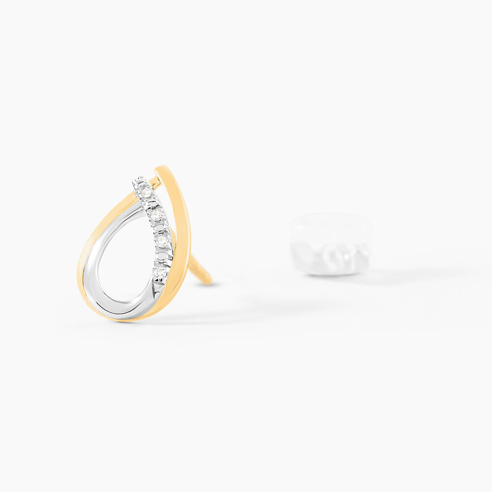 Boucles D'oreilles Puces Marilynn Or Bicolore Diamant Blanc - Puces Femme | Marc Orian