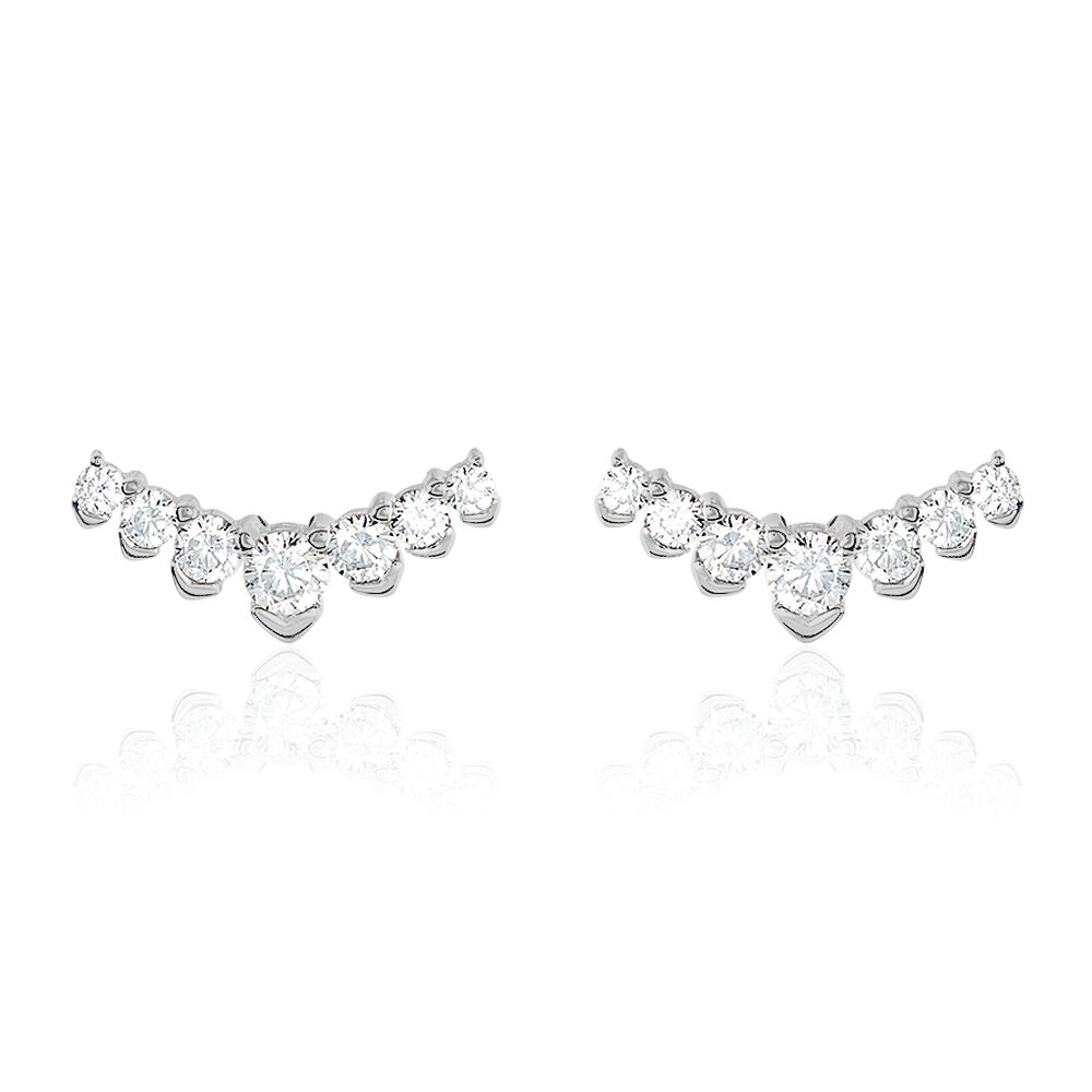 Boucles D'oreilles Puces Zuina Argent Blanc Oxyde De Zirconium - Puces Femme | Marc Orian