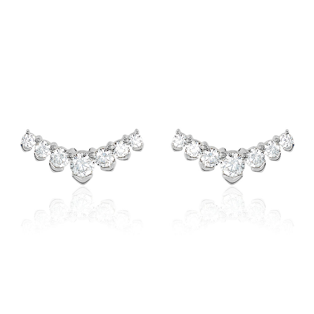 Boucles D'oreilles Puces Zuina Argent Blanc Oxyde De Zirconium - Puces Femme | Marc Orian