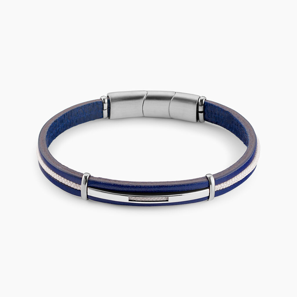 Bracelet Cuir De Vache Bleu - Bracelets cuir Homme | Marc Orian