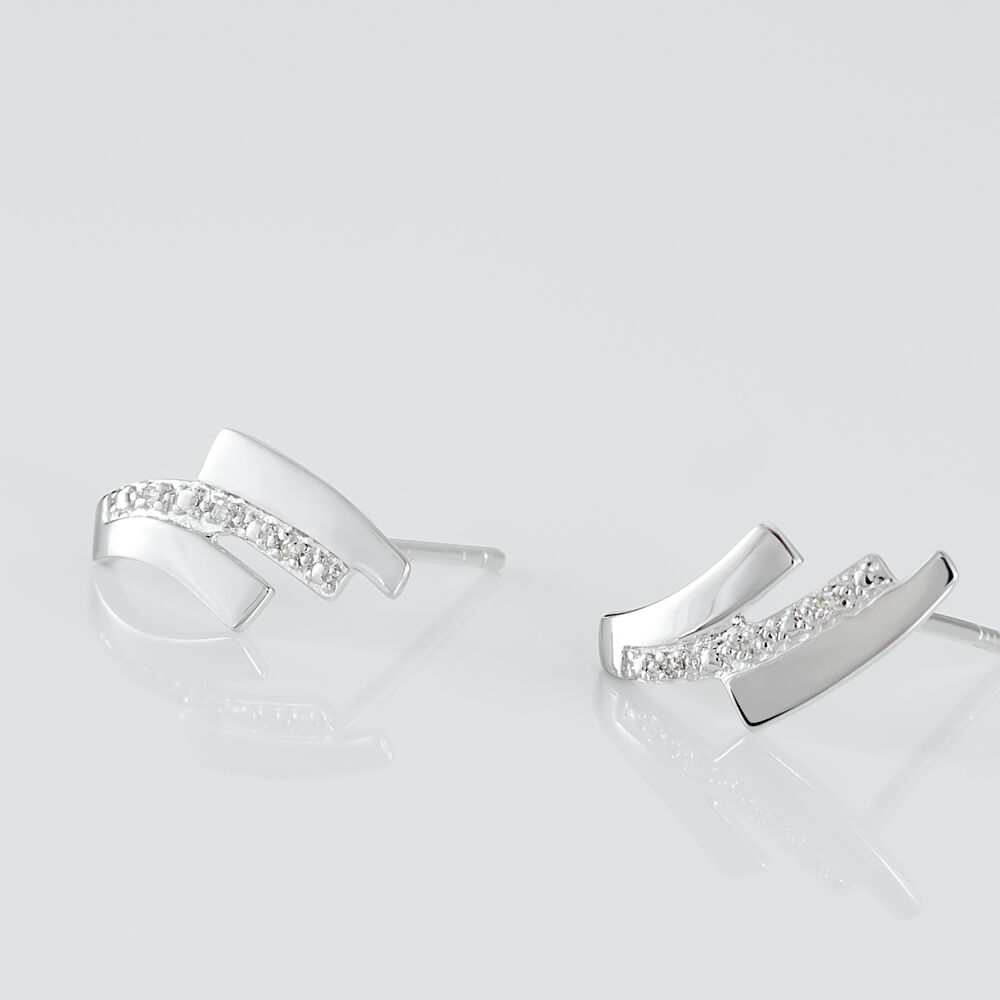 Boucles D'oreilles Puces Ainhoa Or Blanc Diamant - Puces Femme | Marc Orian