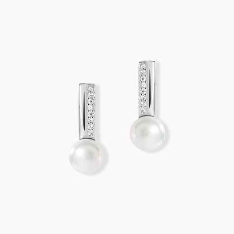 Boucles D'oreilles Pendantes Kathy Argent  Perle De Culture Et Oxyde - Pendantes Femme | Marc Orian