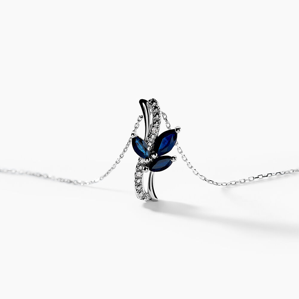 Collier Angie Or Blanc Saphir Diamant - Colliers avec pierres Femme | Marc Orian