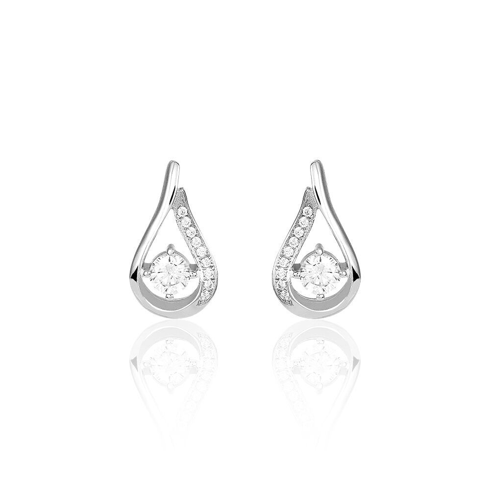 Boucles D'oreilles Puces Serena Argent Blanc Oxyde De Zirconium - Puces Femme | Marc Orian