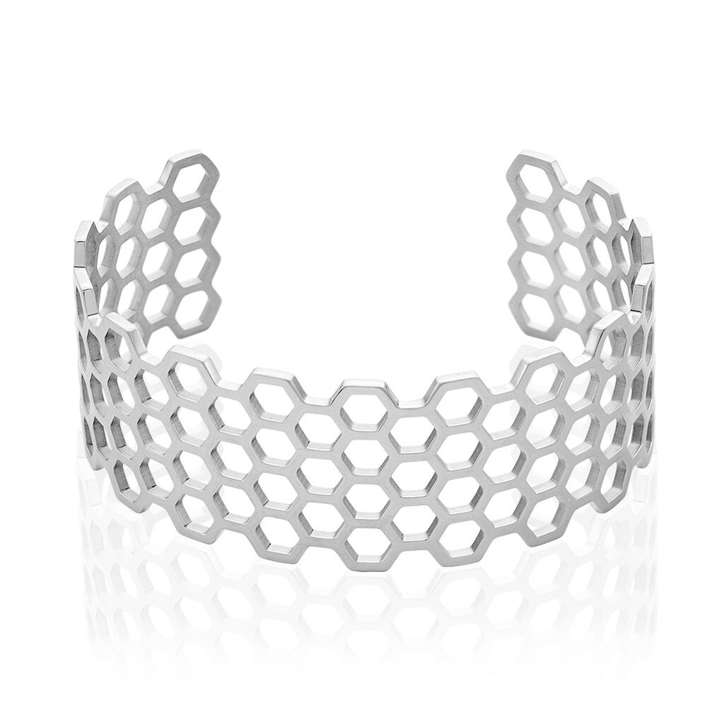 Bracelet Manchette Ouvert Acier Blanc Buglose - Bracelets manchettes Femme | Marc Orian