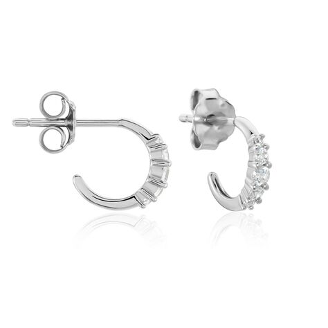 Créoles Anemone Argent Blanc Oxyde De Zirconium - Créoles Femme | Marc Orian