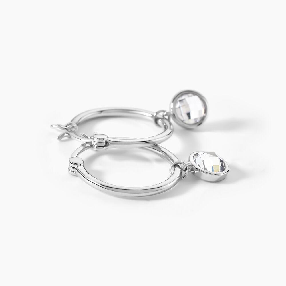 Cr&eacute;oles Bastiano Rondes Argent Blanc Oxyde De Zirconium - Boucles d'oreilles pampille Femme | Marc Orian