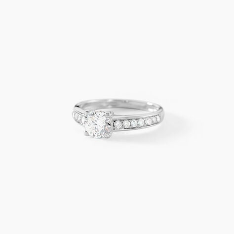 Bague Solitaire Accompagn&eacute; Aramis Or Blanc Diamant Synth&eacute;tique - Parures de mariage Femme | Marc Orian