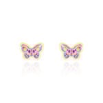 Boucles D'oreilles Puces Sulivia Papillon Or Jaune - Puces Enfant | Marc Orian