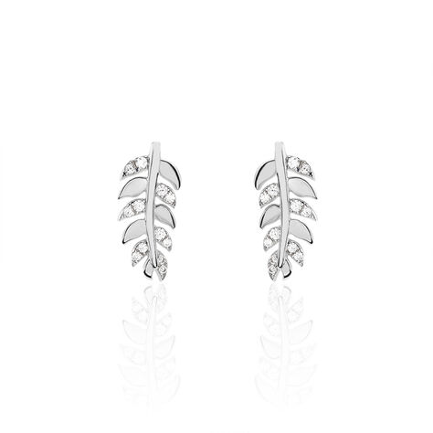 Boucles D'oreilles Puces Jade Argent Blanc Oxyde De Zirconium - Sélection Bohème Femme | Marc Orian