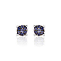Boucles D'oreilles Puces Kate Or Blanc Saphir