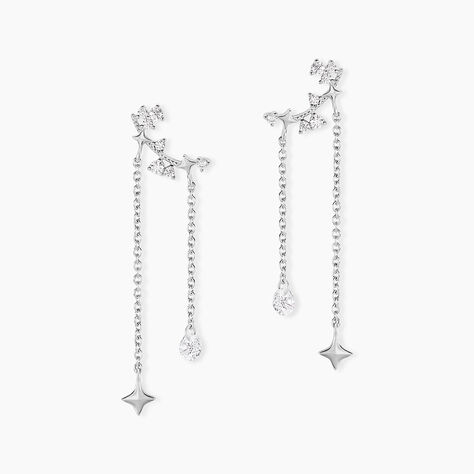 Boucles D'oreilles Puces Claodia Argent Blanc Oxyde De Zirconium - Nouveautés Femme | Marc Orian