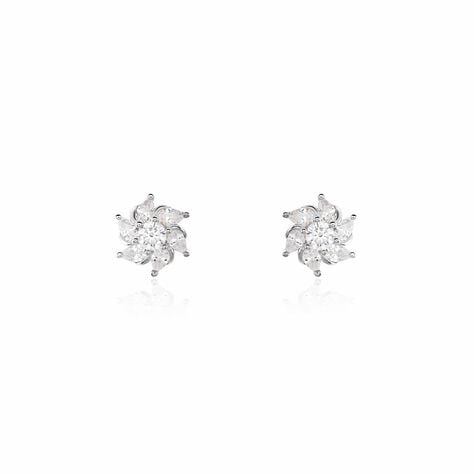 Boucles D'oreilles Puces Ulyssia Argent Blanc Oxyde De Zirconium - Puces Femme | Marc Orian