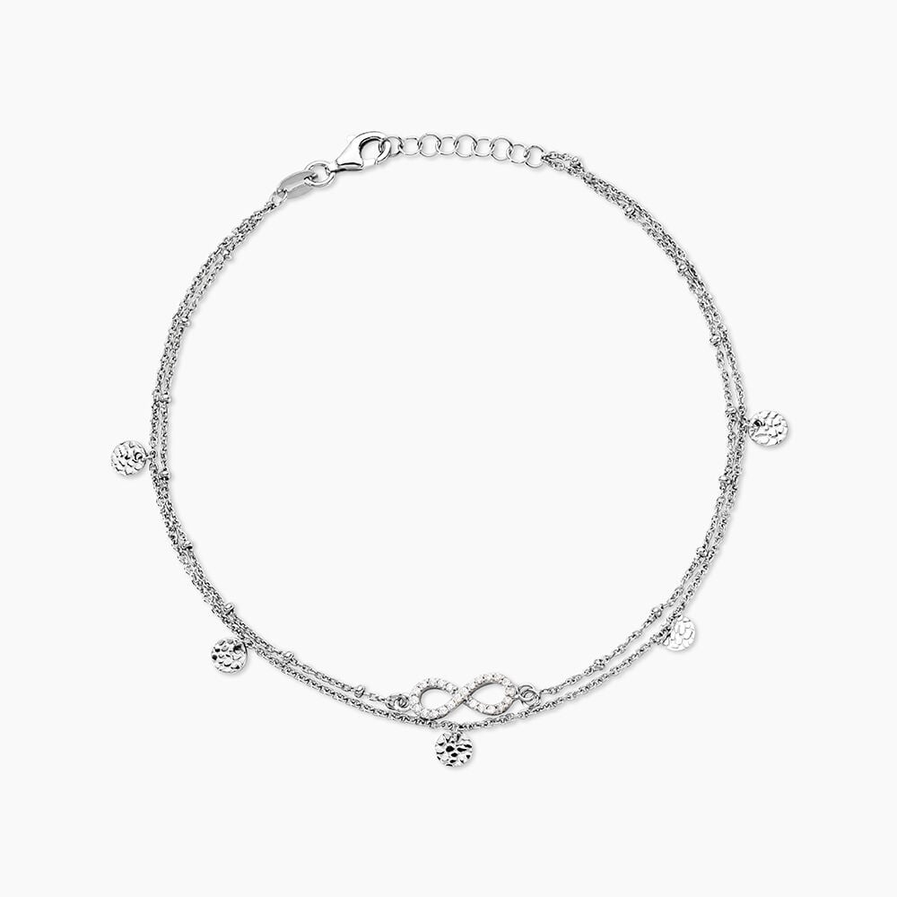 Cha&icirc;ne De Cheville Argent Blanc Roschen Oxydes De Zirconium - Chaines de cheville Femme | Marc Orian
