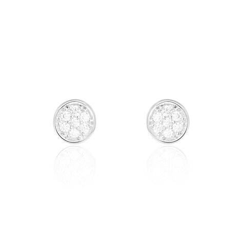 Boucles D'oreilles Puces Pastille Serti Clos Or Blanc Oxyde - Puces Femme | Marc Orian