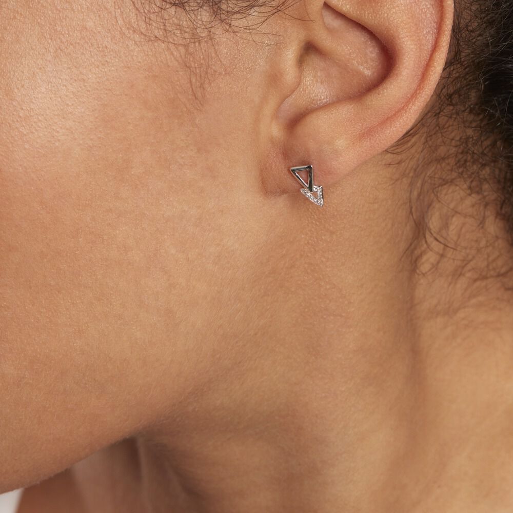 Boucles D'oreilles Puces Joy Or Blanc Diamant -  Femme | Marc Orian