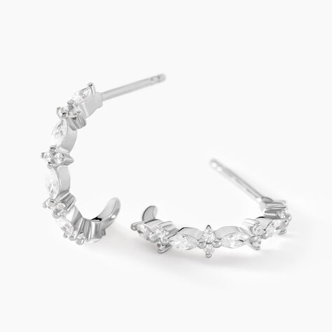 Cr&eacute;oles Naura Argent Blanc Oxyde De Zirconium - Cr&eacute;oles Femme | Marc Orian