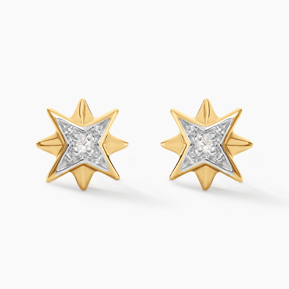 Boucles D'oreilles Puces Confucius Or Jaune Diamant - Puces Femme | Marc Orian