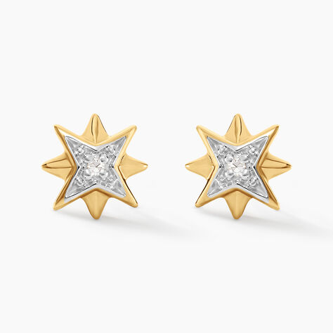 Boucles D'oreilles Puces Confucius Or Jaune Diamant - Puces Femme | Marc Orian