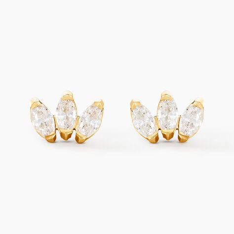 Boucles D'oreilles Puces Trai Or Jaune Oxyde De Zirconium - Puces Femme | Marc Orian