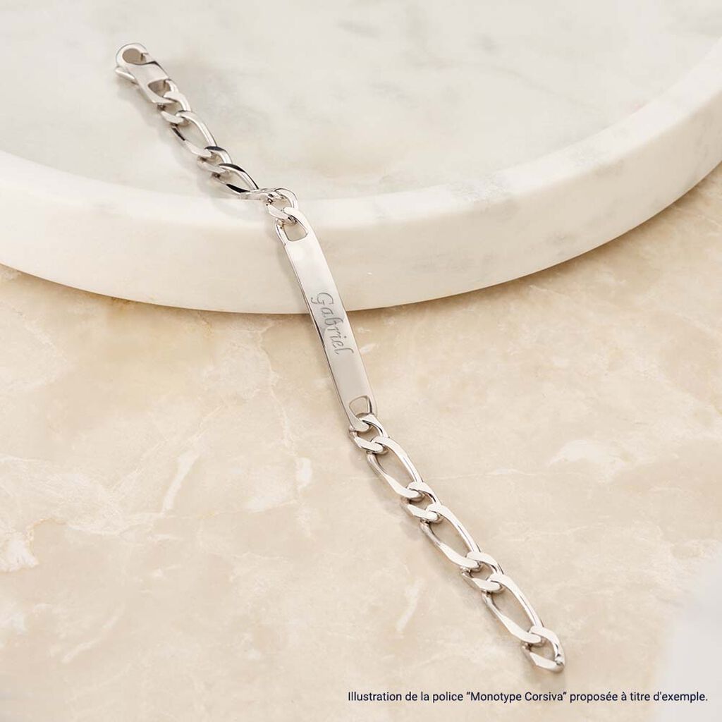 Bracelet Identité Poline Argent Blanc - Gourmettes Homme | Marc Orian