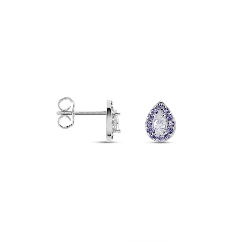 Boucles D'oreilles Puces Argent Blanc Tania Oxydes De Zirconium - Puces Femme | Marc Orian