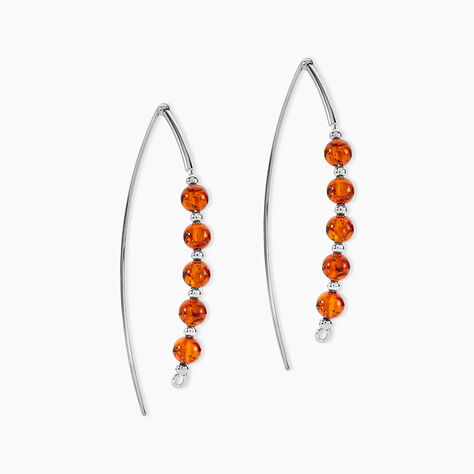 Boucles D'oreilles Pendantes Satu Argent Blanc Ambre - Pendantes Femme | Marc Orian