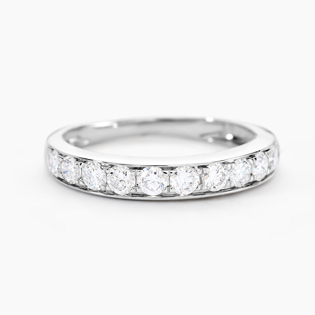 Alliance Rhea Ld Platine Blanc Diamant Synth&eacute;tique - Alliances avec pierres Femme | Marc Orian