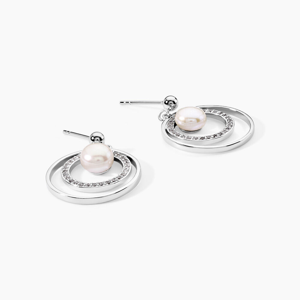 Boucles D'oreilles Pendantes Oksana Argent  Perle De Culture Et Oxyde - Pendantes Femme | Marc Orian