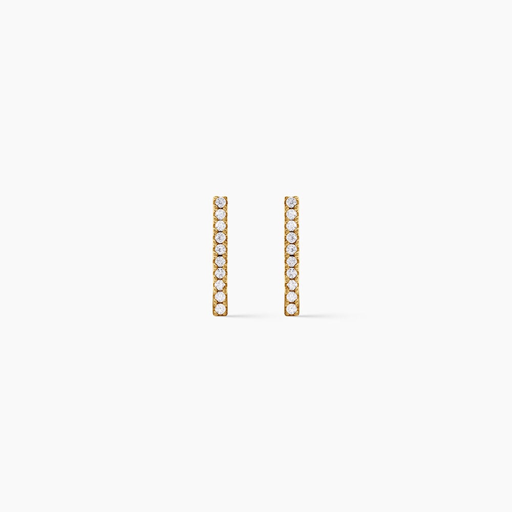 Boucles D'Oreilles Puces Priscilla Argent Dor&eacute; A L'Or 750/1000 Oxyde De Zirconium - Puces Femme | Marc Orian