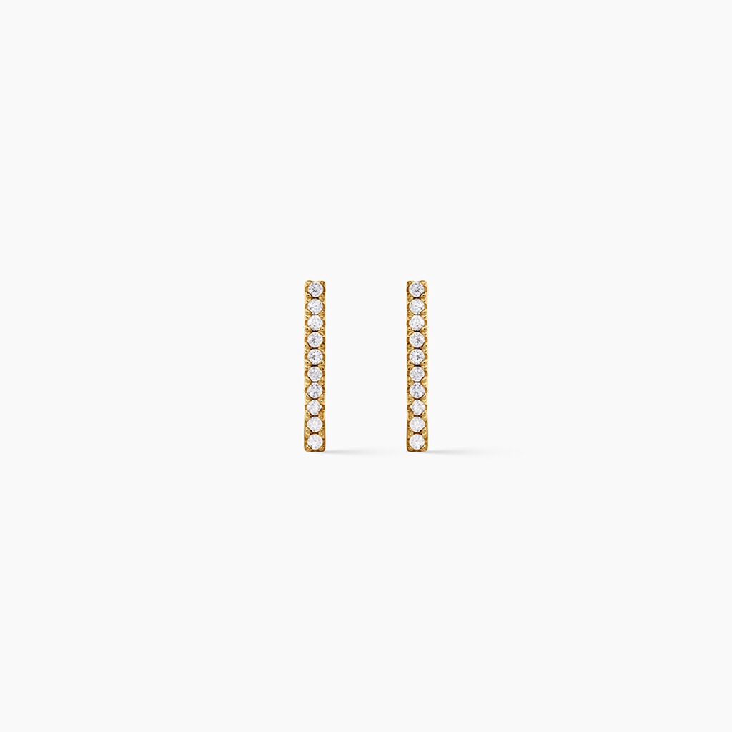 Boucles D'Oreilles Puces Priscilla Argent Dor&eacute; A L'Or 750/1000 Oxyde De Zirconium - Puces Femme | Marc Orian