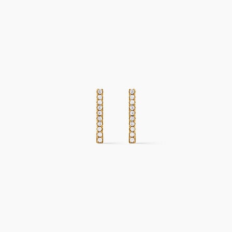 Boucles D'Oreilles Puces Priscilla Argent Dor&eacute; A L'Or 750/1000 Oxyde De Zirconium - Puces Femme | Marc Orian