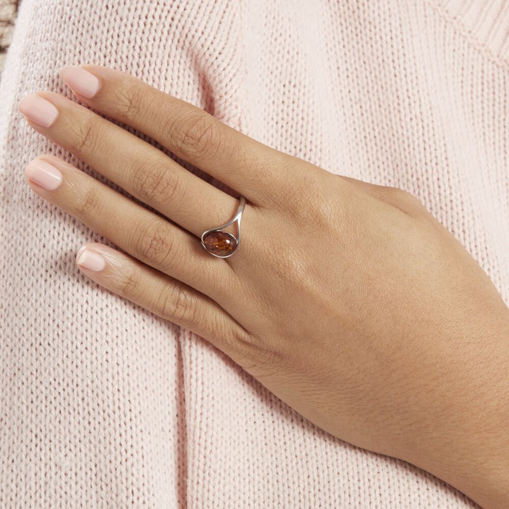 Bague Titziana Argent Blanc Ambre - Bagues vintage Femme | Marc Orian