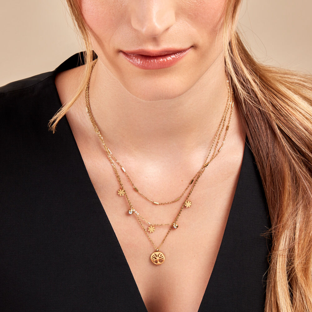 Collier Acier Doré Cristal - Colliers avec pierres Femme | Marc Orian