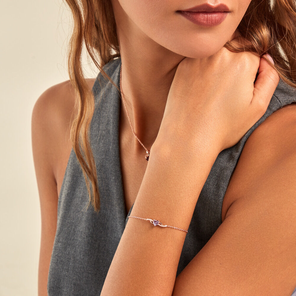 Bracelet Argent Rose Avalon Oxyde De Zirconium - Bracelets chaînes Femme | Marc Orian