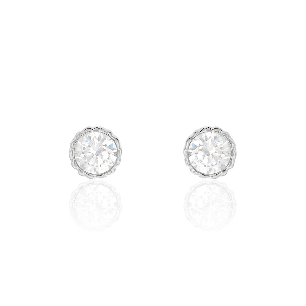 Boucles D'oreilles Puces Kadidia Or Blanc Oxyde De Zirconium - Puces Femme | Marc Orian