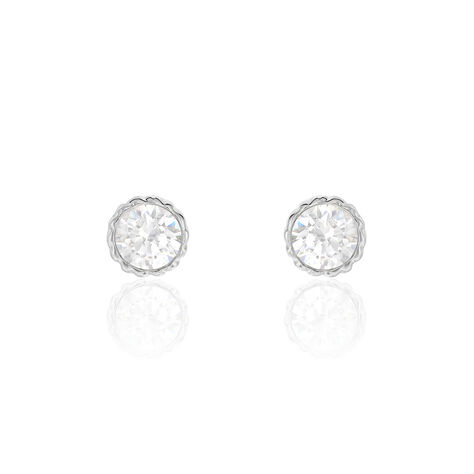 Boucles D'oreilles Puces Kadidia Or Blanc Oxyde De Zirconium - Puces Femme | Marc Orian