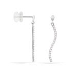 Boucles D'oreilles Pendantes Torsade Or Blanc Oxyde De Zirconium - Pendantes Femme | Marc Orian