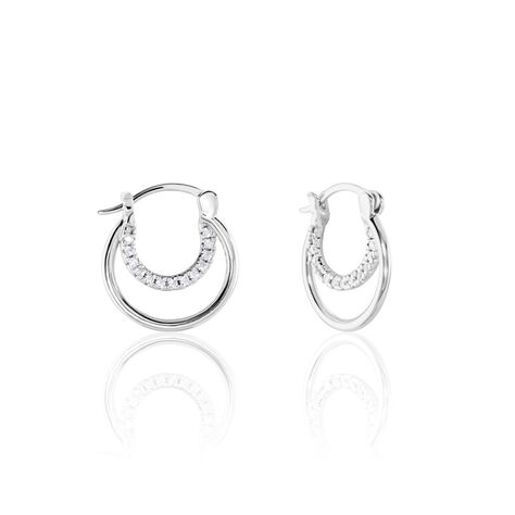 Créoles Argent Blanc Linnette Oxydes De Zirconium - Créoles Femme | Marc Orian