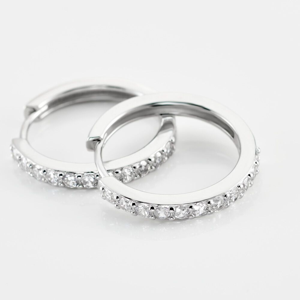 Créoles Classique Argent Blanc Jussi Oxyde De Zirconium - Créoles Femme | Marc Orian