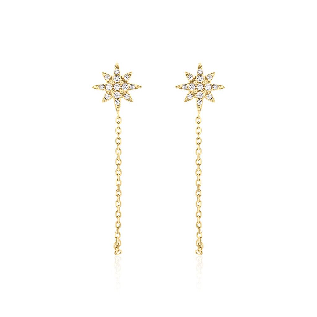 Boucles D'oreilles Pendantes Kettil Or Jaune Oxyde De Zirconium - Pendantes Femme | Marc Orian