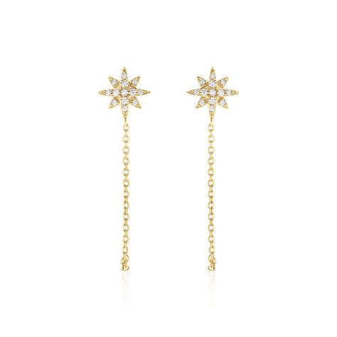 Boucles D'oreilles Pendantes Kettil Or Jaune Oxyde De Zirconium - Pendantes Femme | Marc Orian