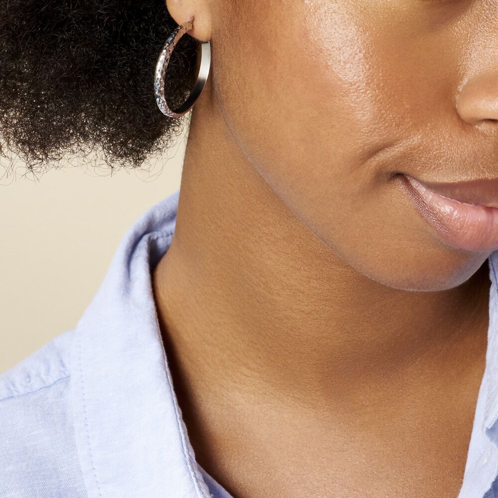 Créoles Argent Blanc Esmee - Créoles Femme | Marc Orian