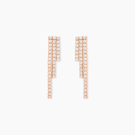 Boucles D'oreilles Pendantes Seline Argent Rose Oxyde De Zirconium - Pendantes Femme | Marc Orian