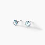 Boucles D'oreilles Puces Edy Serti Clos Or Blanc Topaze - Puces Femme | Marc Orian