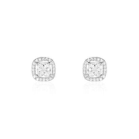 Boucles D'oreilles Puces Adrienne Or Blanc Oxyde De Zirconium - Puces Femme | Marc Orian